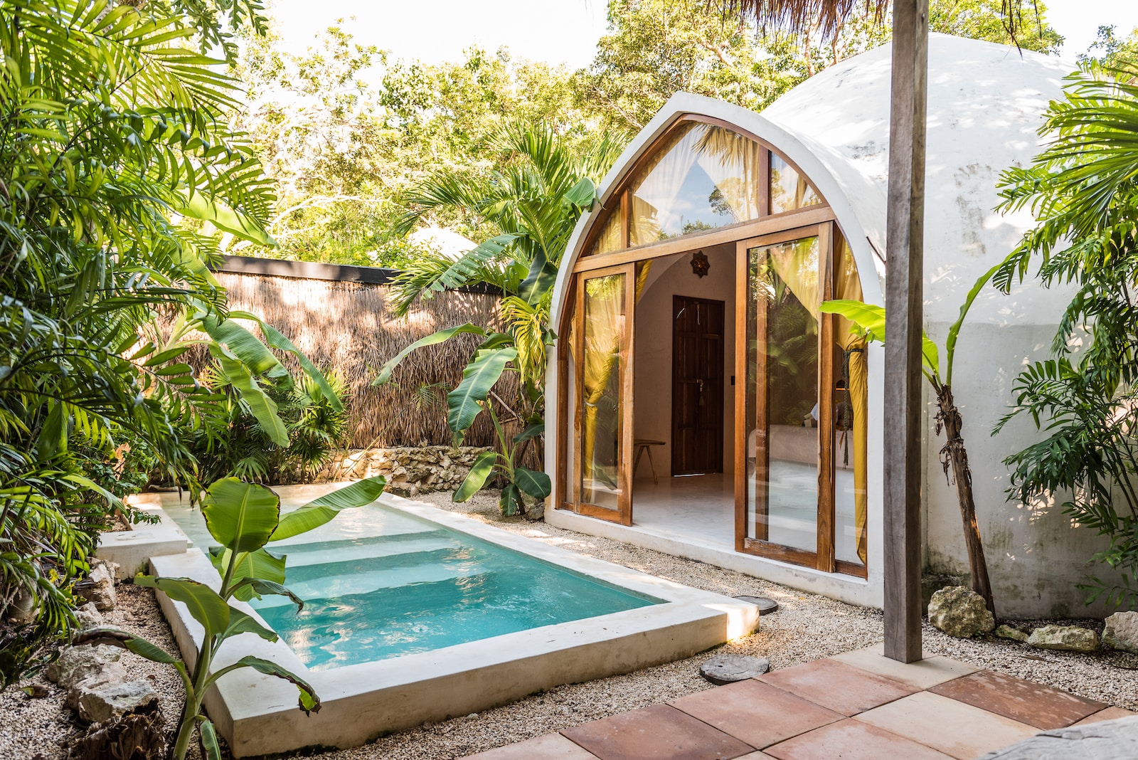 plunge pool in the middle of a garden
