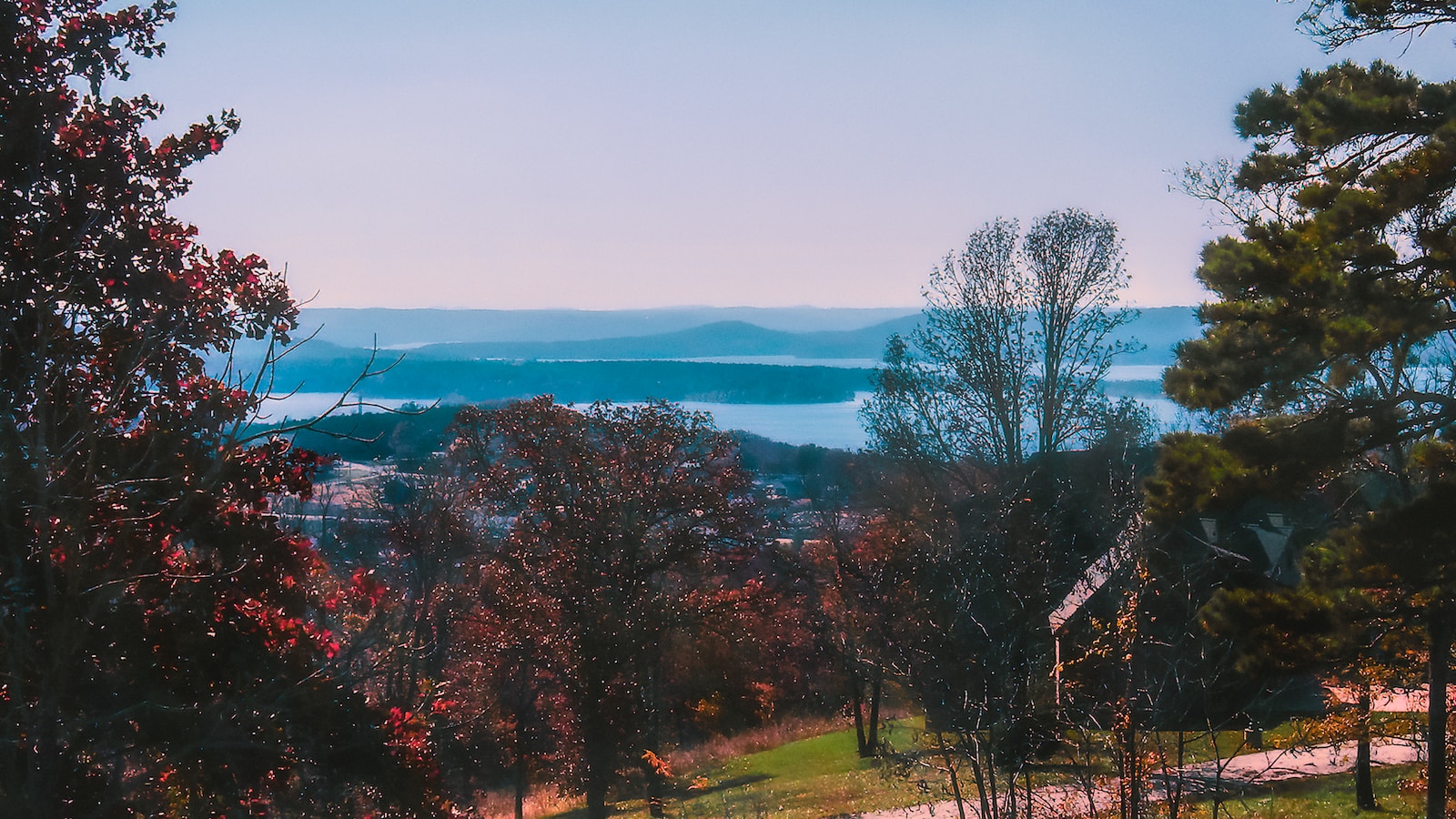Branson Missouri, a scenic view of a lake and mountains in the distance